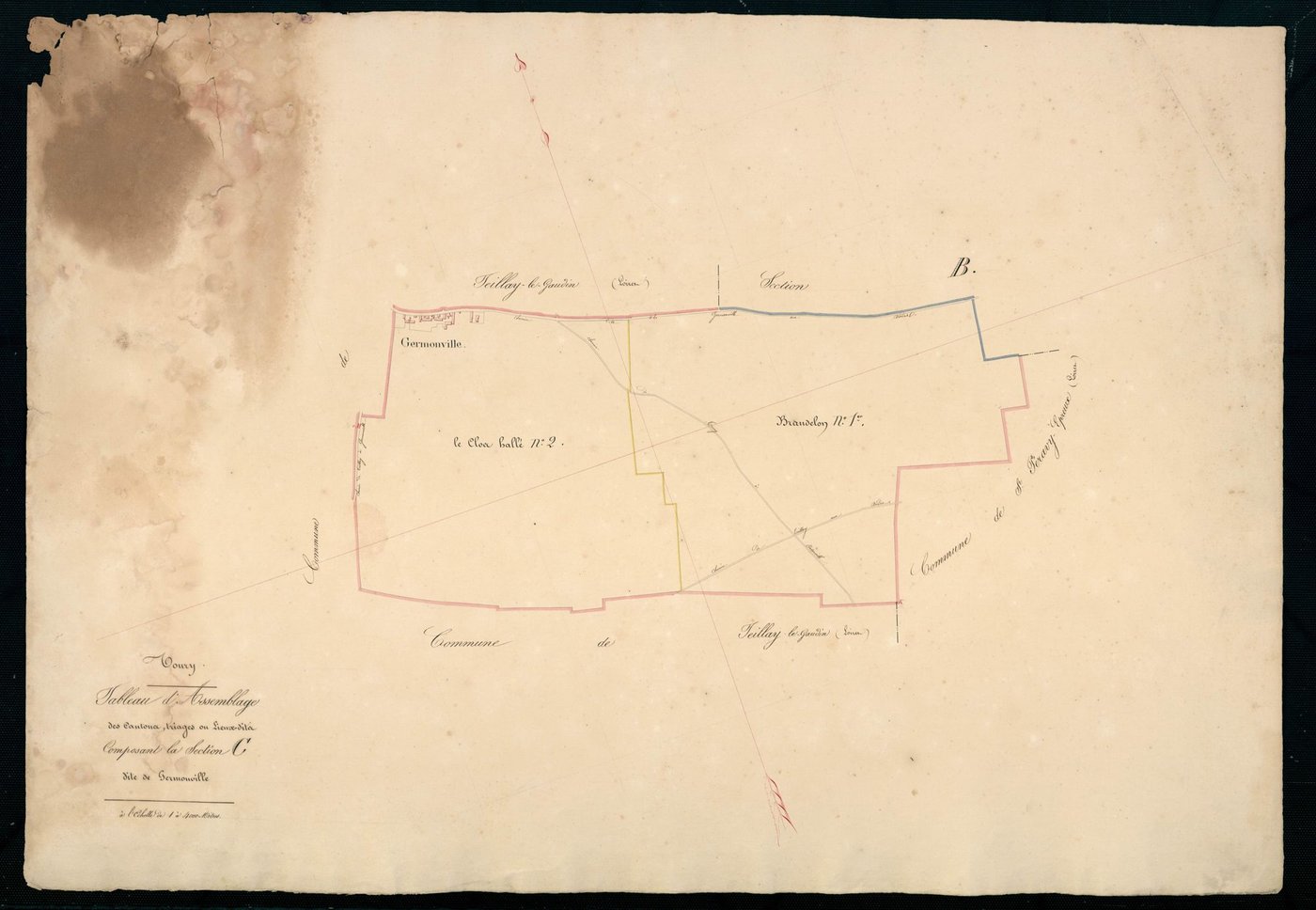 Tableau d'assemblage des cantons, triages ou lieux-dits, composant la section C, Germonville.