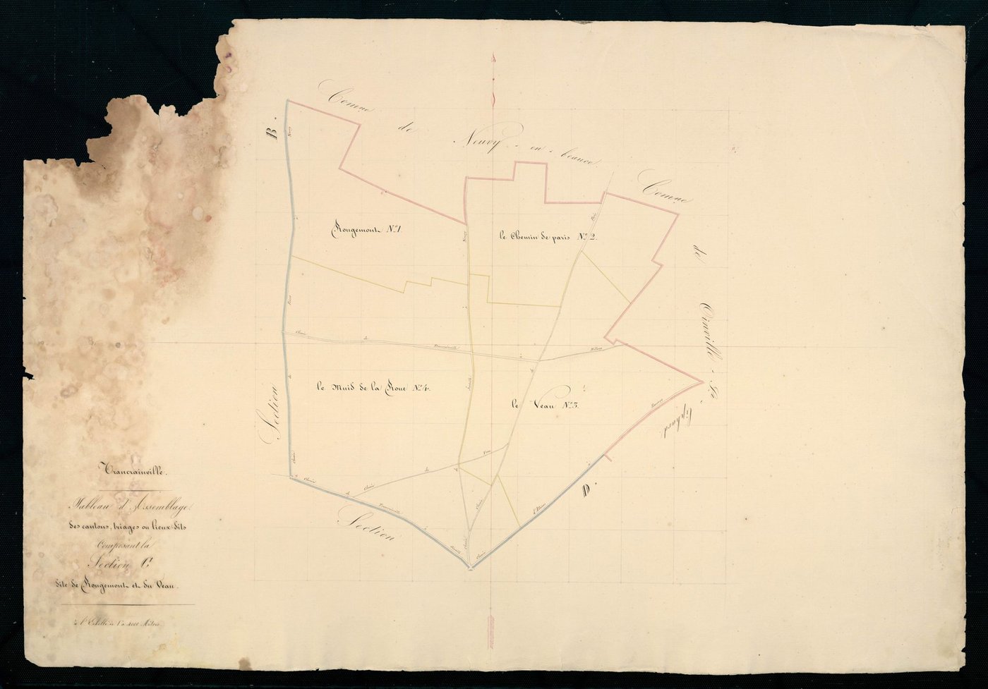 Tableau d'assemblage des cantons, triages ou lieux-dits composant la section C, Rougemont et le Veau.