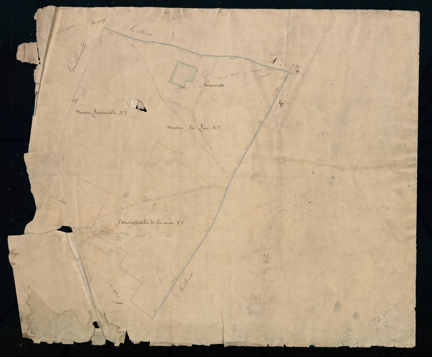 [Tableau d'assemblage des cantons, triages ou lieux-dits composant la section F].