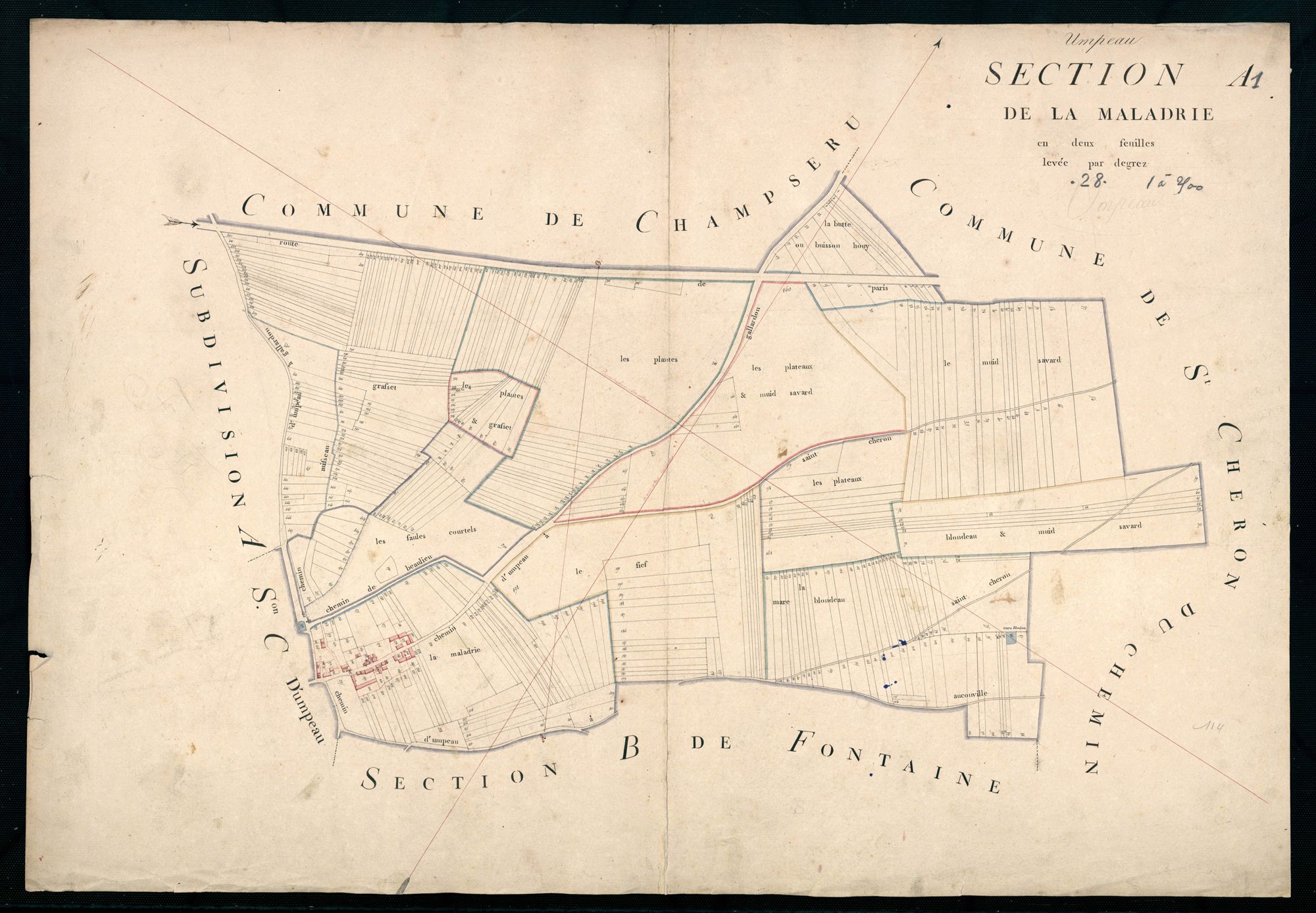 Section A, la Maladrie, feuille 1.
