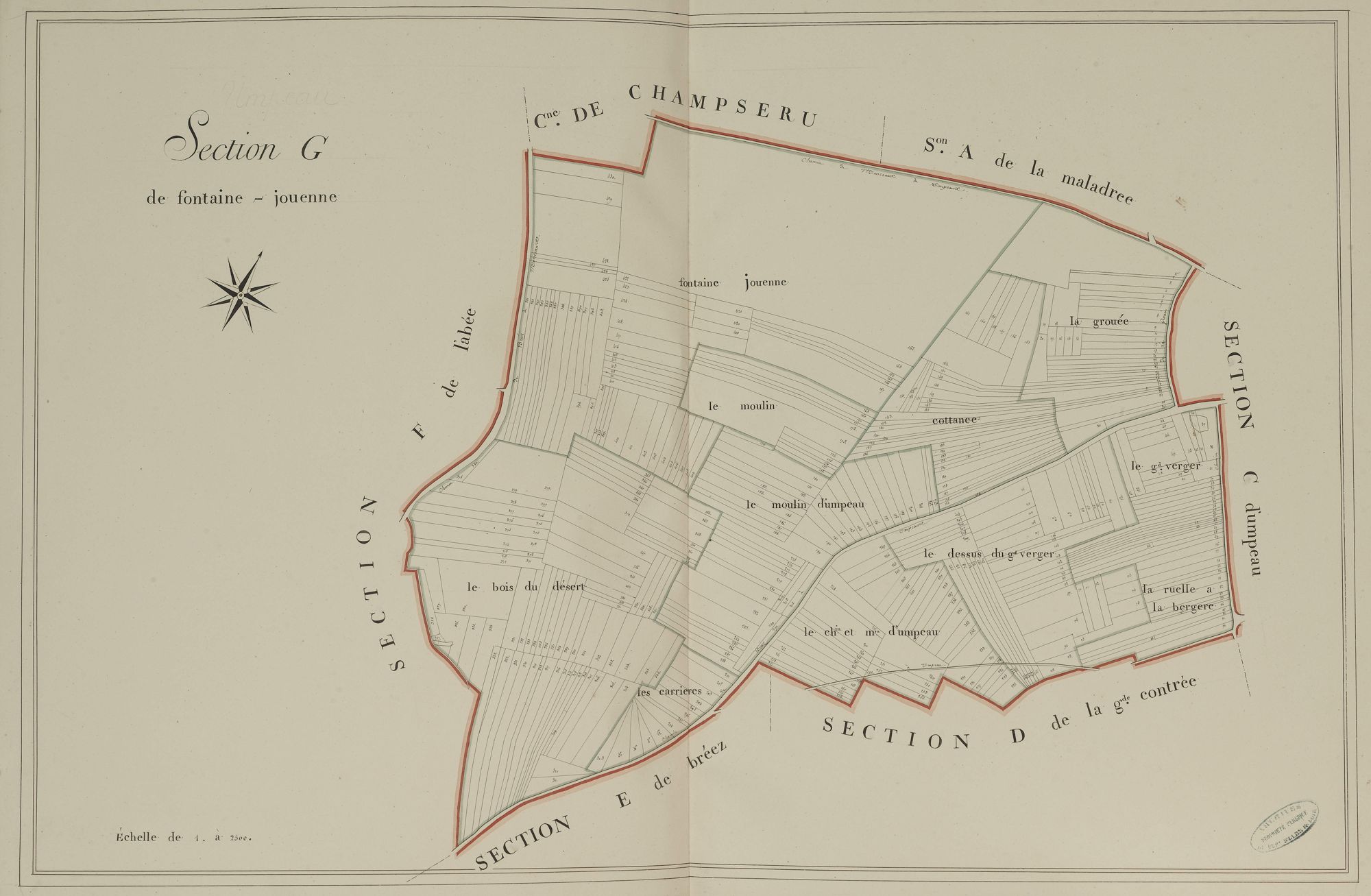 Section G, Fontaine-Jouenne, en une feuille.