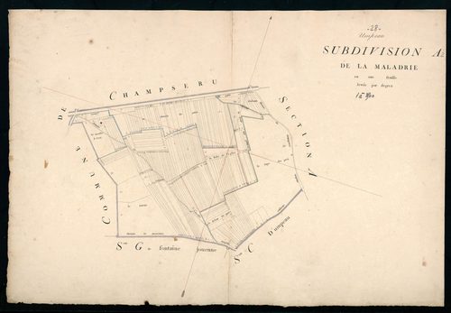 Subdivision de la section A, la Maladrie, feuille 2.