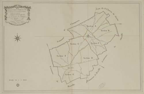 Tableau d'assemblage du plan parcellaire de la commune d'Umpeau, Canton d'Auneau, Arrondissement de Chartres / Terminé sur le terrain en 1812 (...) par Monsieur Degrez, Géomètre du cadastre.