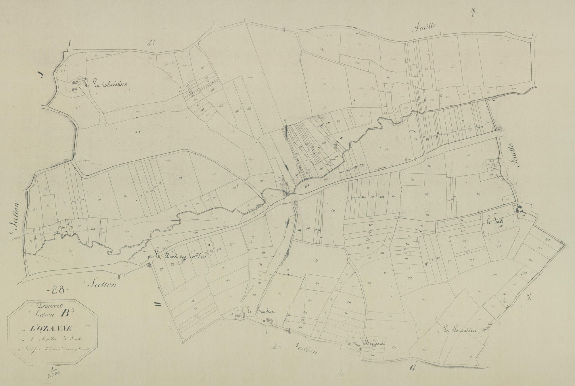 Section B, l'Ozanne, feuille 3.