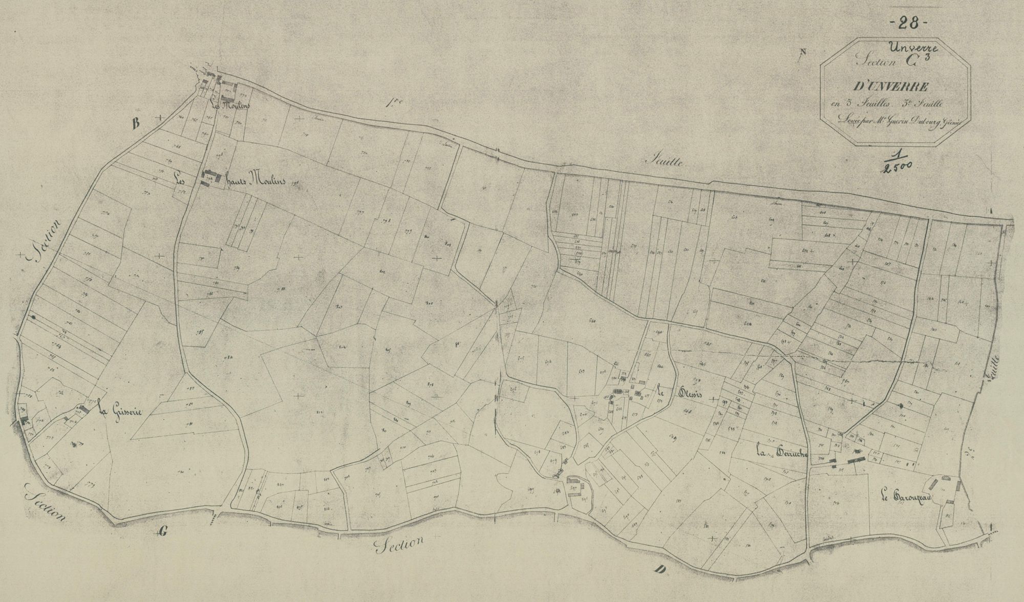 Section C, Unverre, feuille 3.