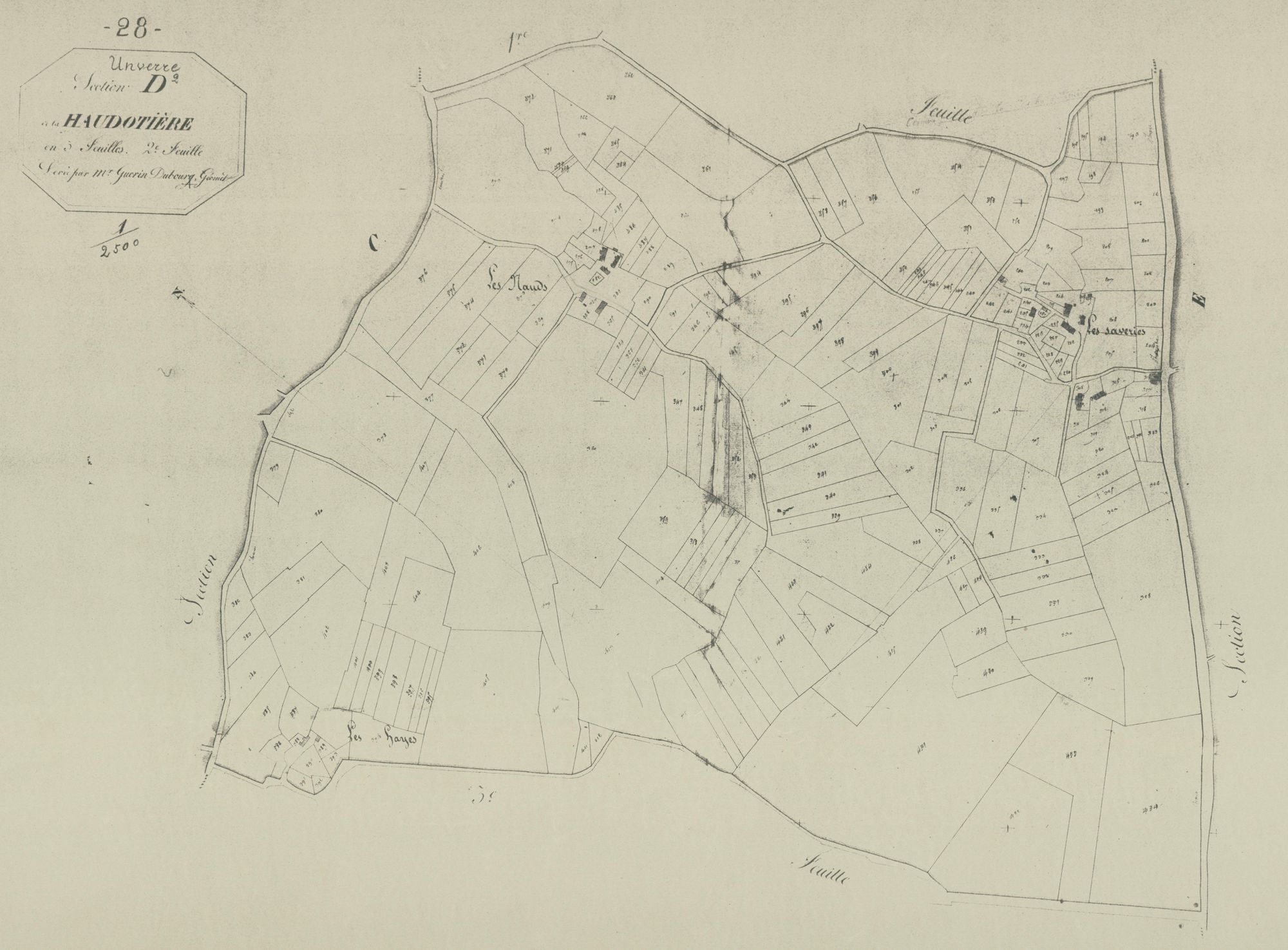 Section D, la Haudotière, feuille 2.