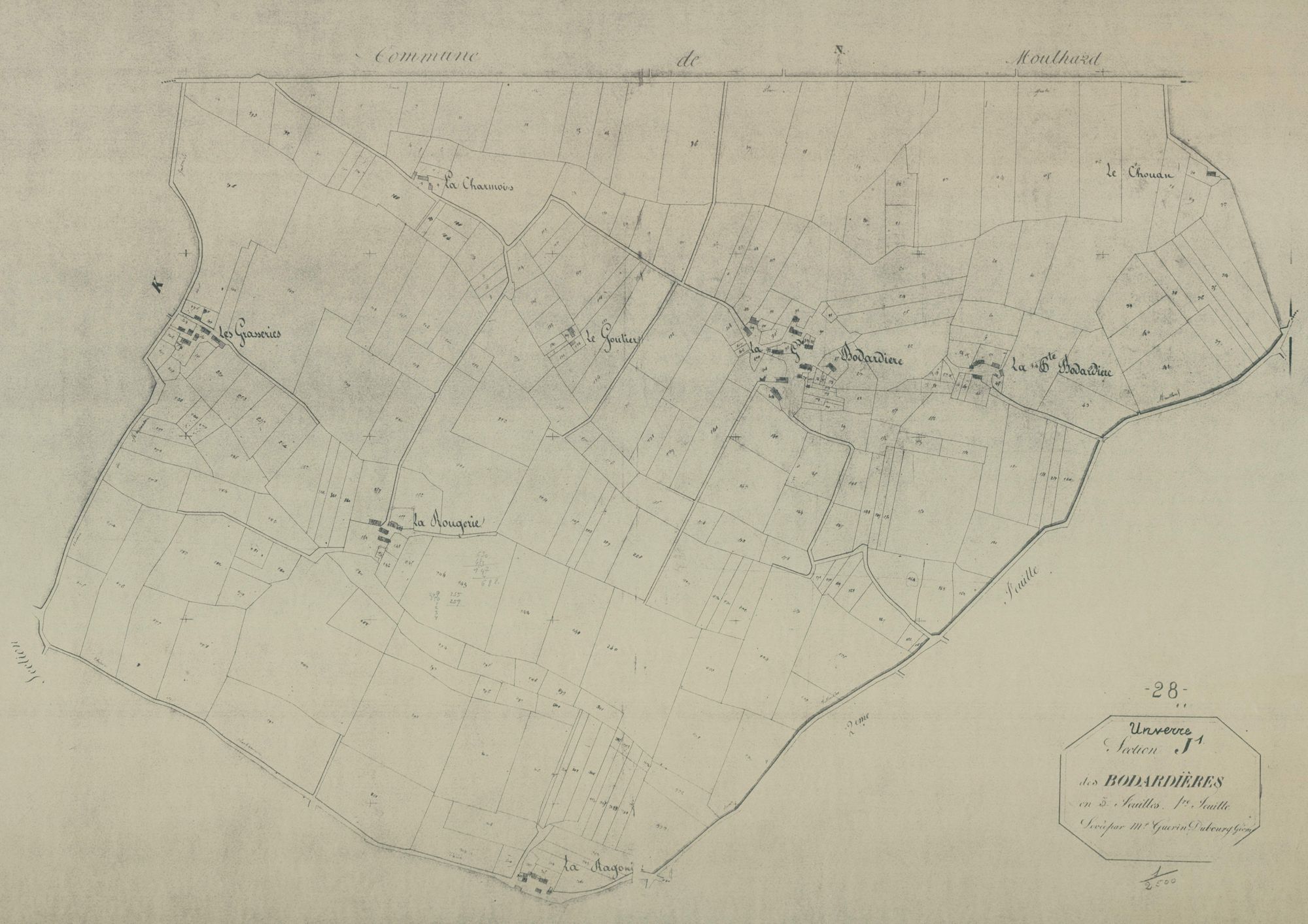 Section J, les Bodardières, feuille 1.