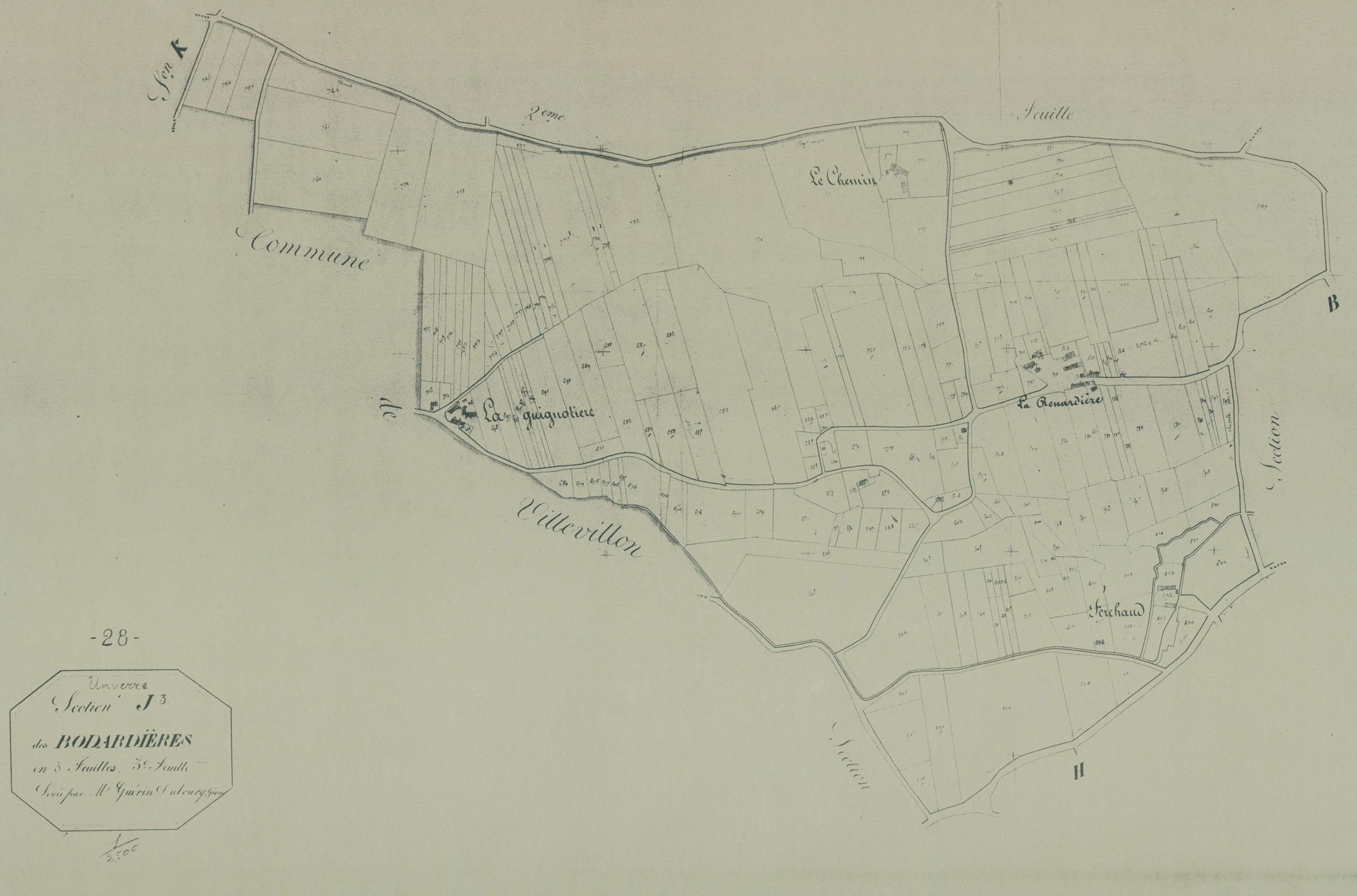 Section J, les Bodardières, feuille 3.