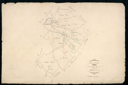 Tableau d'assemblage du plan cadastral parcellaire de la commune de Varize, Canton d'Orgères, Arrondissement de Châteaudun / Terminé sur le terrain en 1836 (...) par Monsieur Billard, Géomètre de 1ère classe.
