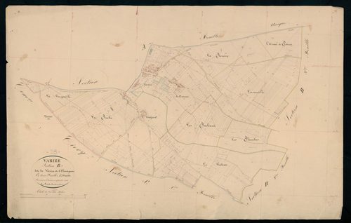 Section B, Varize et Elumignon, feuille 1 / Terminé sur le terrain par Monsieur Tissot, Géomètre secondaire.