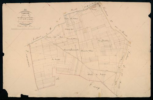 Section C, Pommay et Lindron, feuille 1 / Terminée sur le terrain par Monsieur Billard, Géomètre de 1ère classe.
