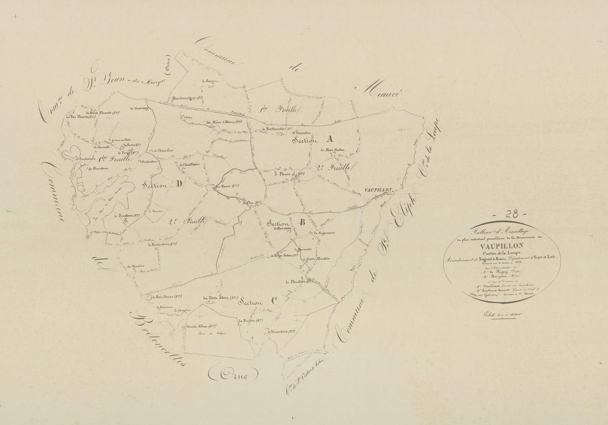 Tableau d'assemblage du plan parcellaire.