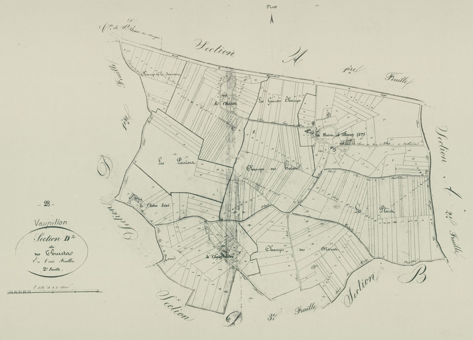Section D, les Thurets, feuille 2.