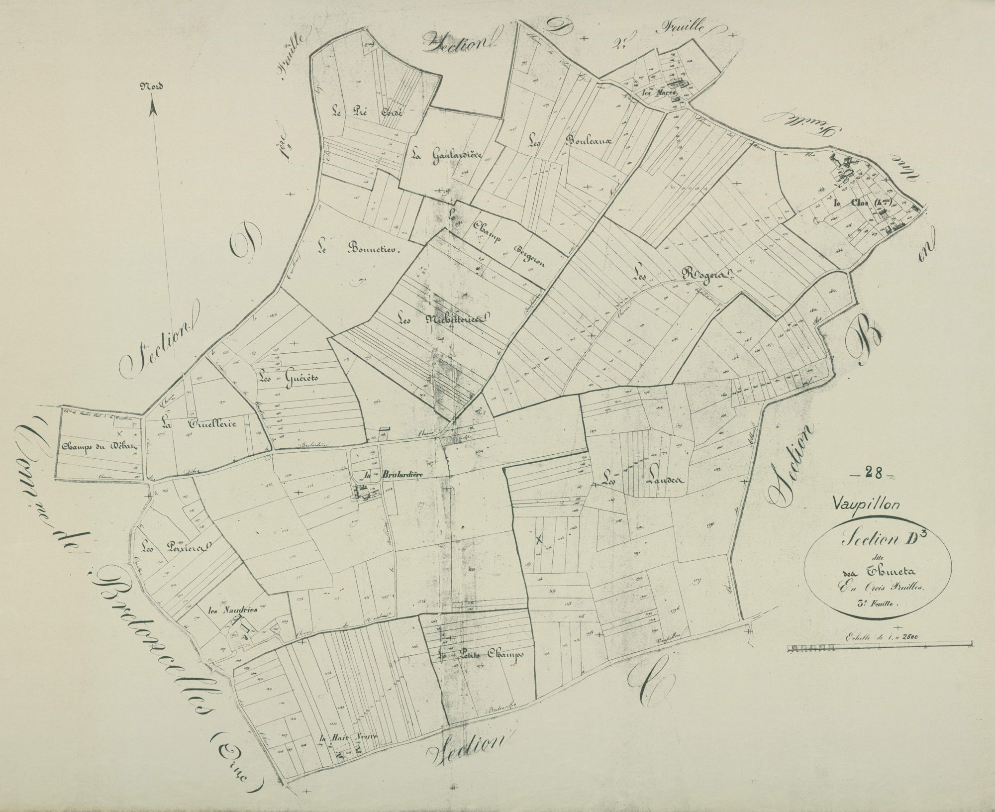 Section D, les Thurets, feuille 3.