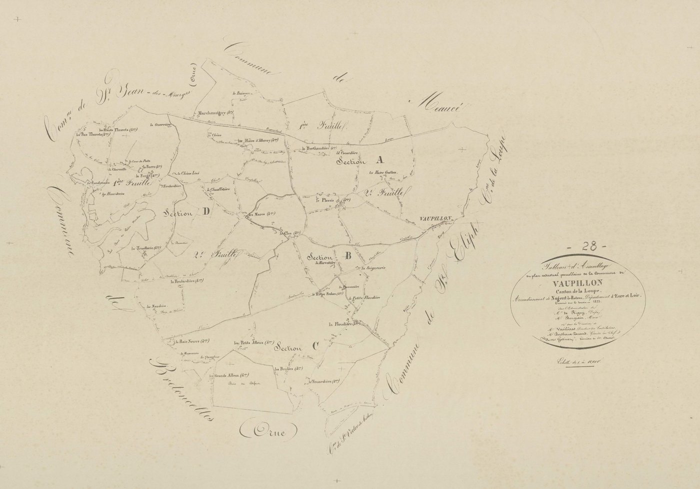 Tableau d'assemblage du plan parcellaire.