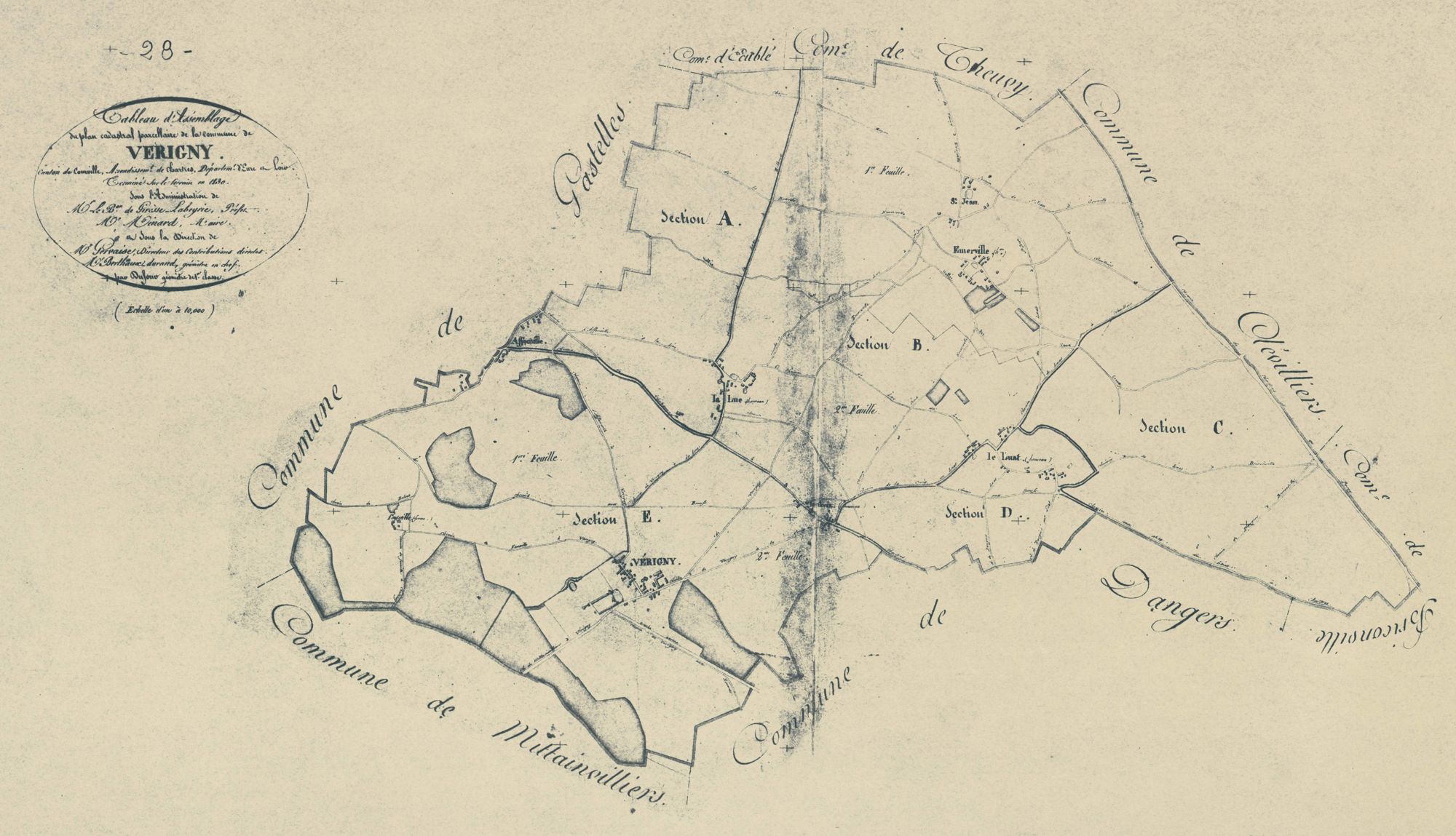 Tableau d'assemblage du plan parcellaire.