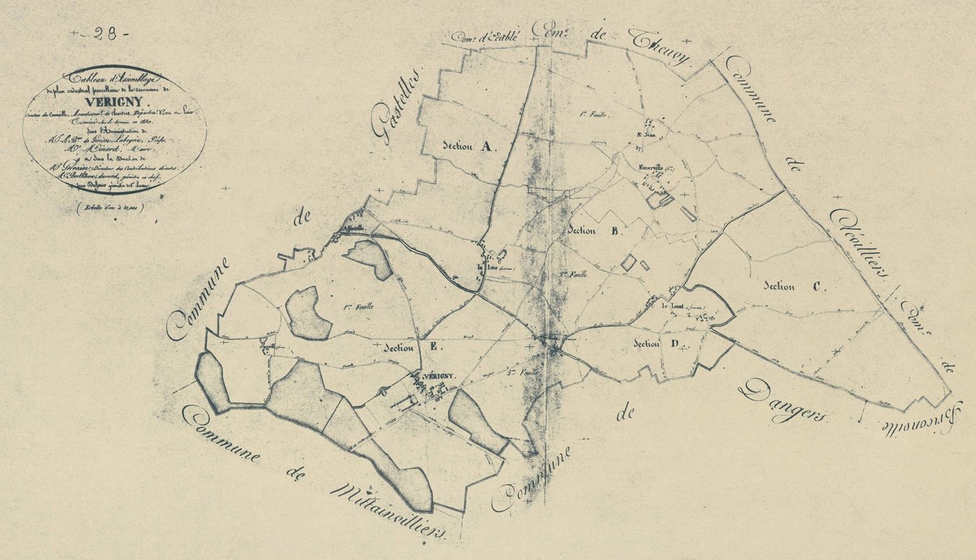 Tableau d'assemblage du plan parcellaire.