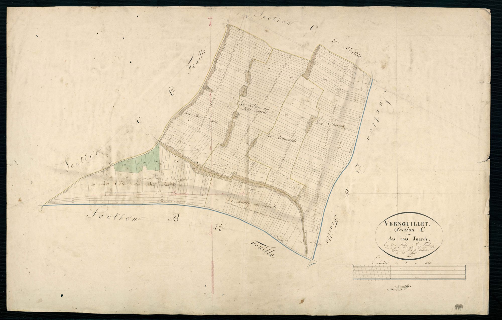 Section C, les Bois Inards, feuille 3 / Terminée sur le terrain par Monsieur Pucet, Géomètre secondaire.