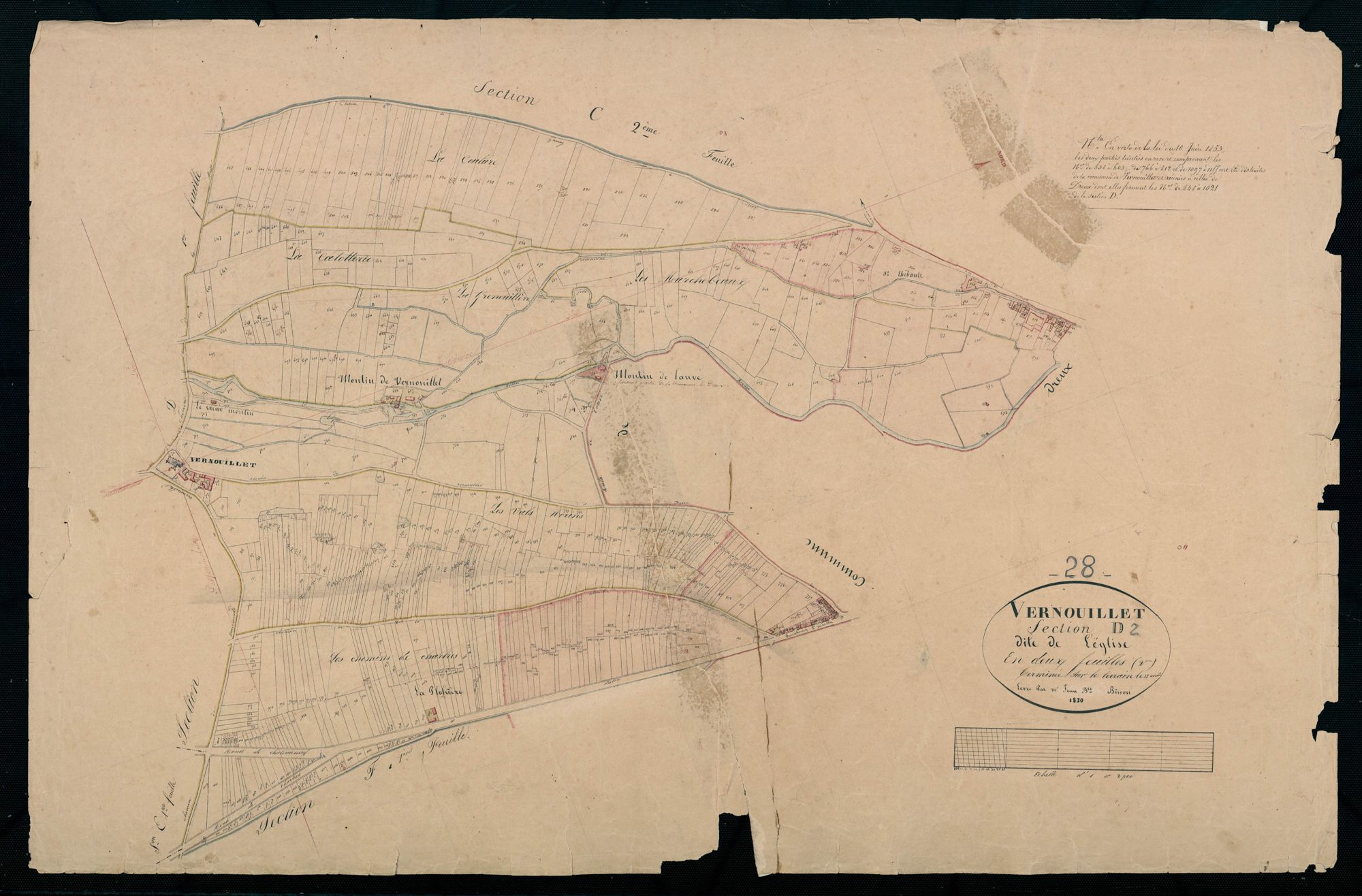 Section D, l'Eglise, feuille 2 / Terminée sur le terrain par Monsieur Jean Bisson, Géomètre.