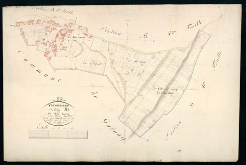 Section B, le Bois Leroy, feuille 3 / Terminée sur le terrain par Monsieur Pucet, Géomètre secondaire.