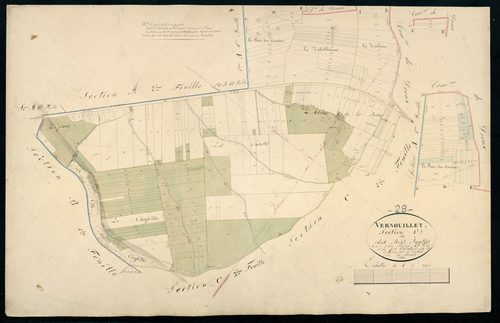 Section C, les Bois Inards, feuille 1 / Terminée sur le terrain par Monsieur Pucet, Géomètre secondaire.
