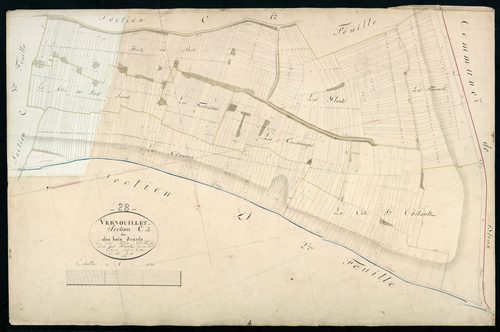 Section C, les Bois Inards, feuille 2 / Terminée sur le terrain par Monsieur Pucet, Géomètre secondaire.