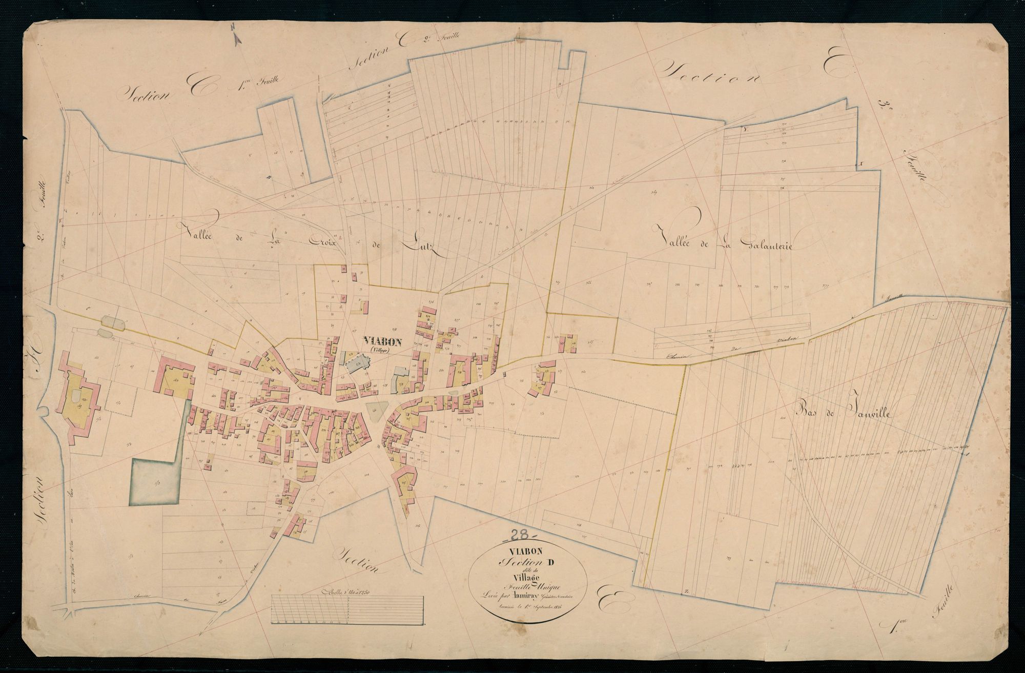 Section D, le Village, en une feuille / Terminée sur le terrain par Monsieur Lamiray, Géomètre secondaire.