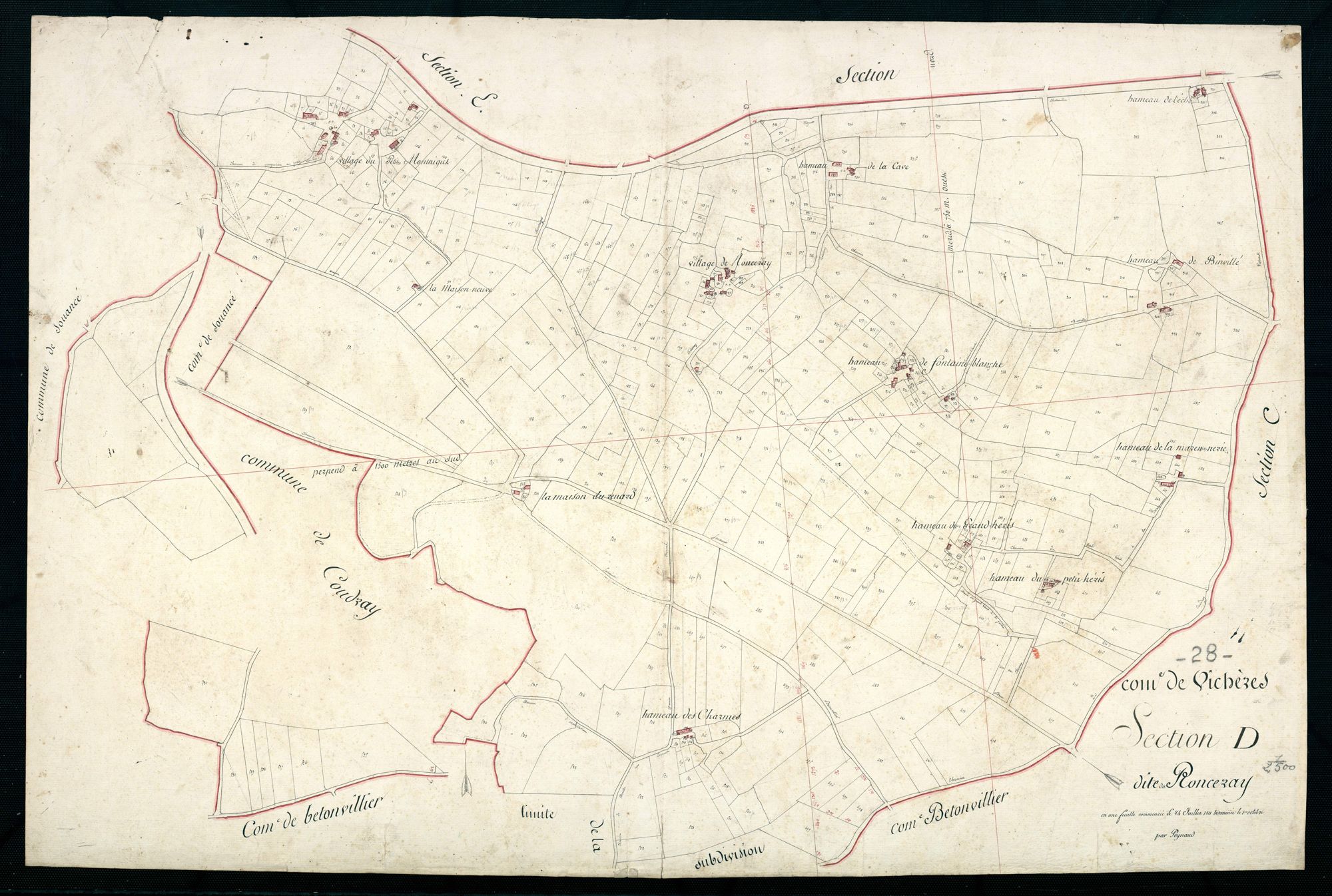 Section D, Ronceray, en une feuille / Terminée par Monsieur Peynaud, Géomètre de 2ème classe.