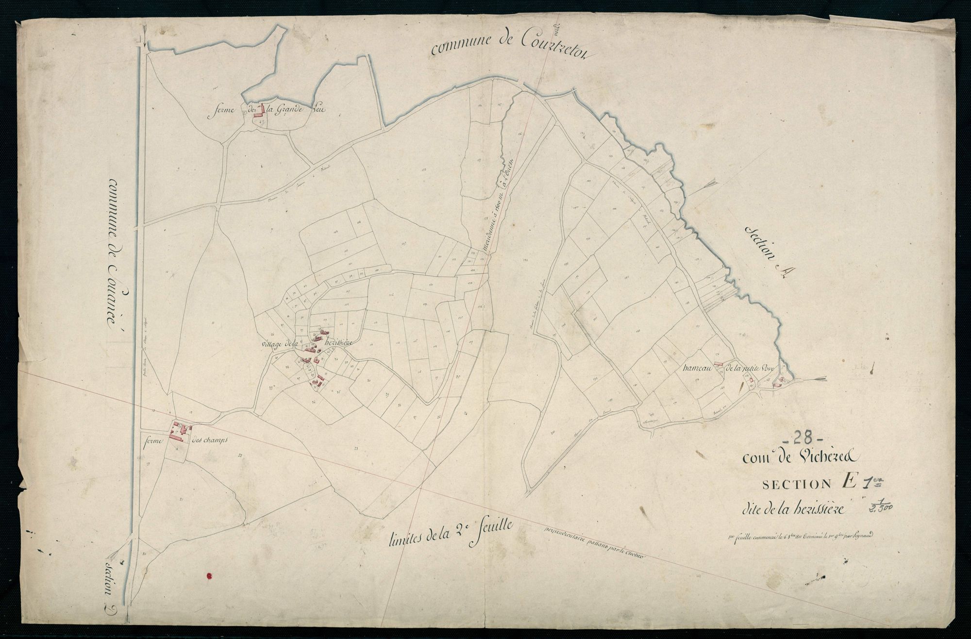 Section E, la Hérissière, feuille 1 / Terminée par Monsieur Peynaud, Géomètre de 2ème classe.
