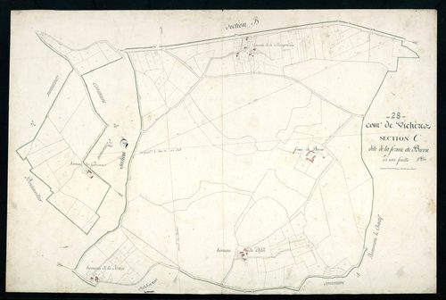 Section C, la Ferme de Burre, en une feuille / Terminée par Monsieur Peynaud, Géomètre de 2ème classe.