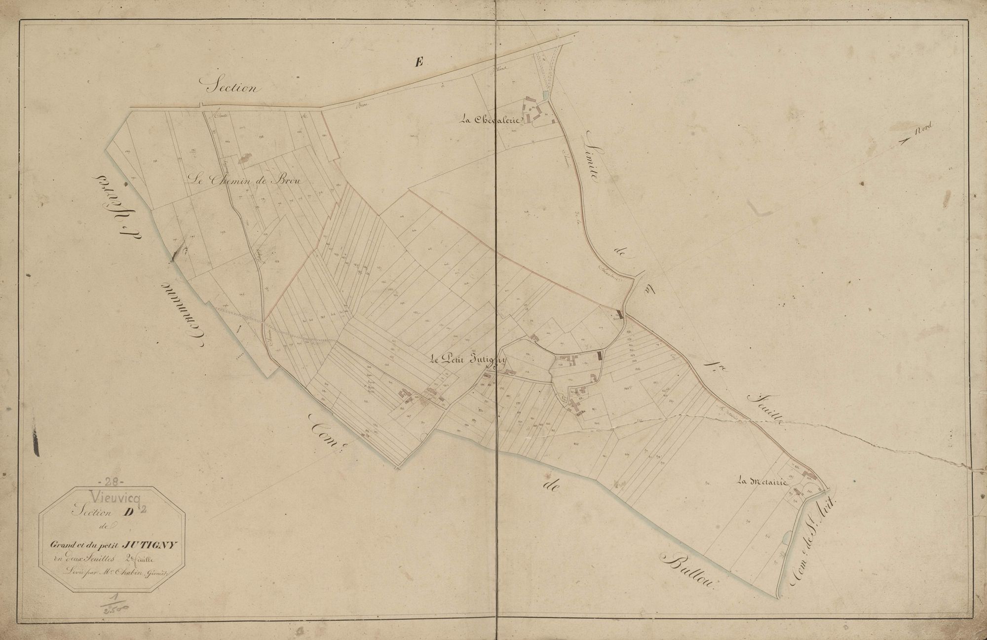 Section D,Grand et Petit Jutigny, feuille 2.