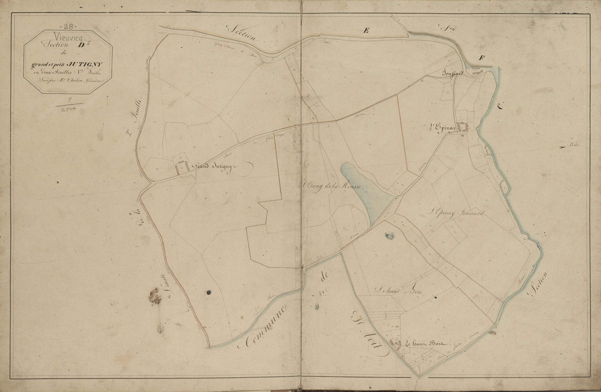 Section D,Grand et Petit Jutigny, feuille 1.