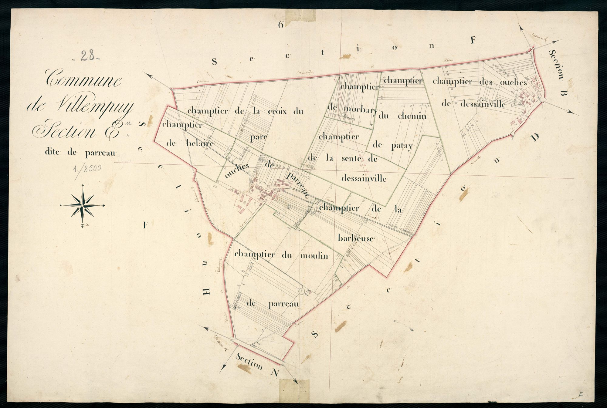 Section E, Parreau, en une feuille.