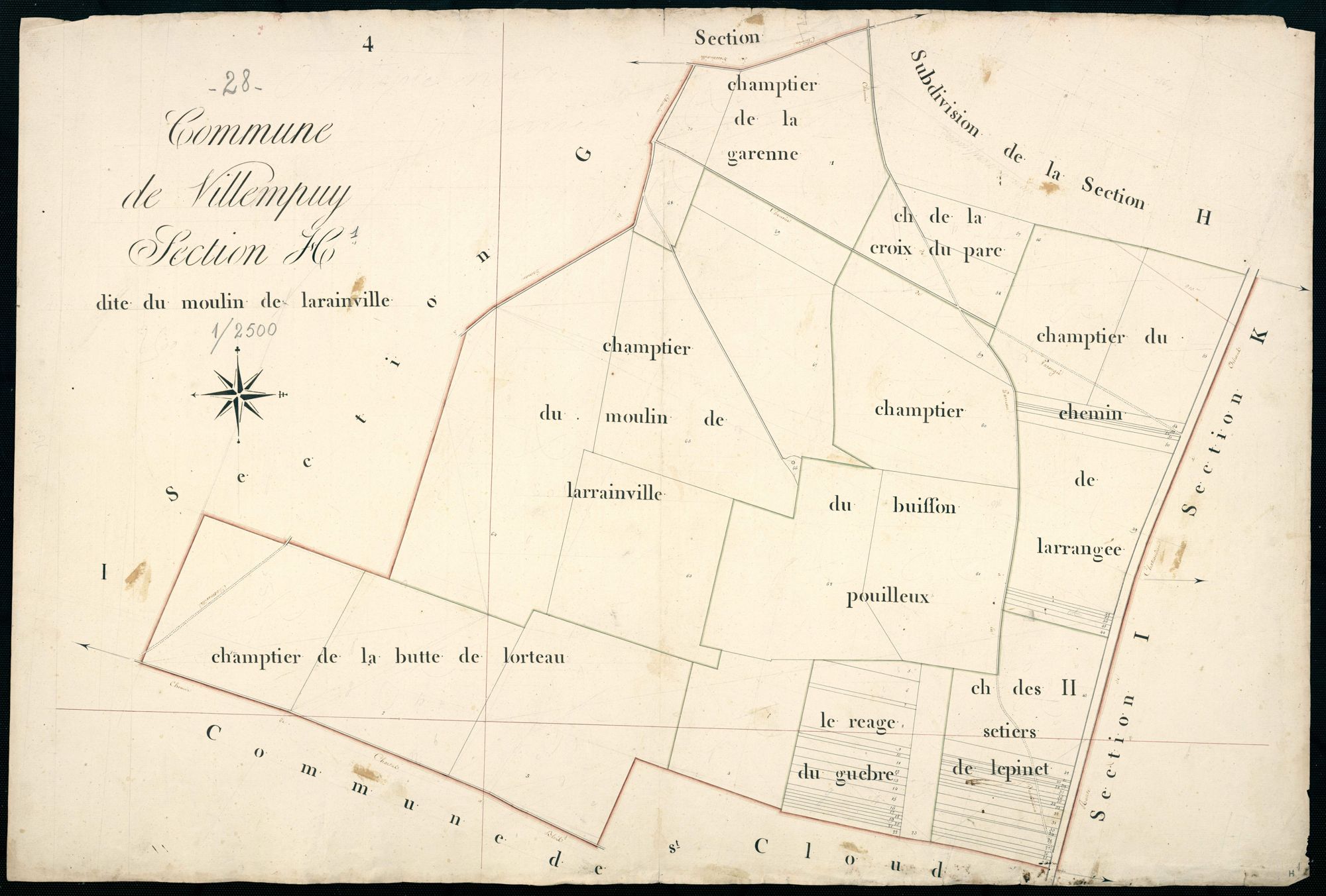 Section H, le Moulin de Larainville, feuille 1.
