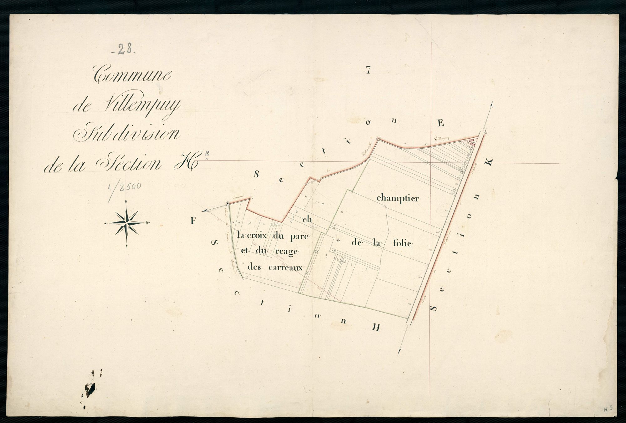 Section H, le Moulin de Larainville, feuille 2.