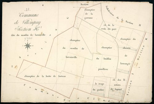 Section H, le Moulin de Larainville, feuille 1.