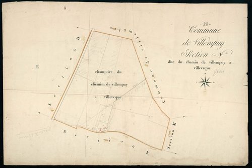 Section N, le Chemin de Villempuy à Villevêque, en une feuille.