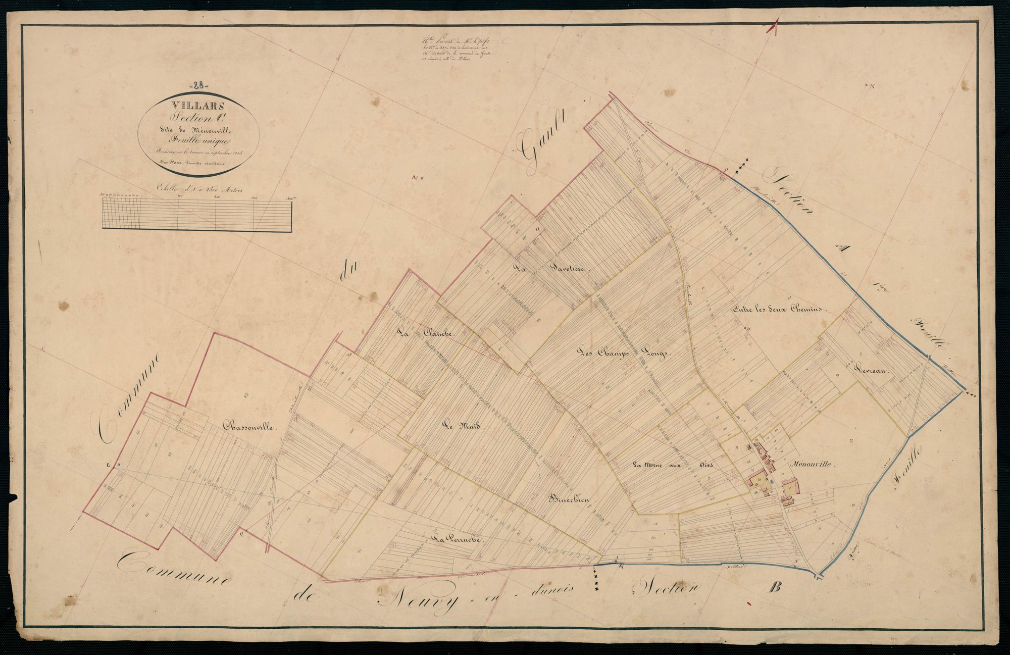 Section C, Ménonville, en une feuille / Terminée sur le terrain en 1835 par Monsieur Favé, Géomètre secondaire.