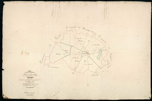 Tableau d'assemblage du plan cadastral parcellaire de la commune de Villars, Canton de Voves, Arrondissement de Chartres / Terminé sur le terrain en 1835 (...) par Monsieur Adam, Géomètre de 1ère classe.