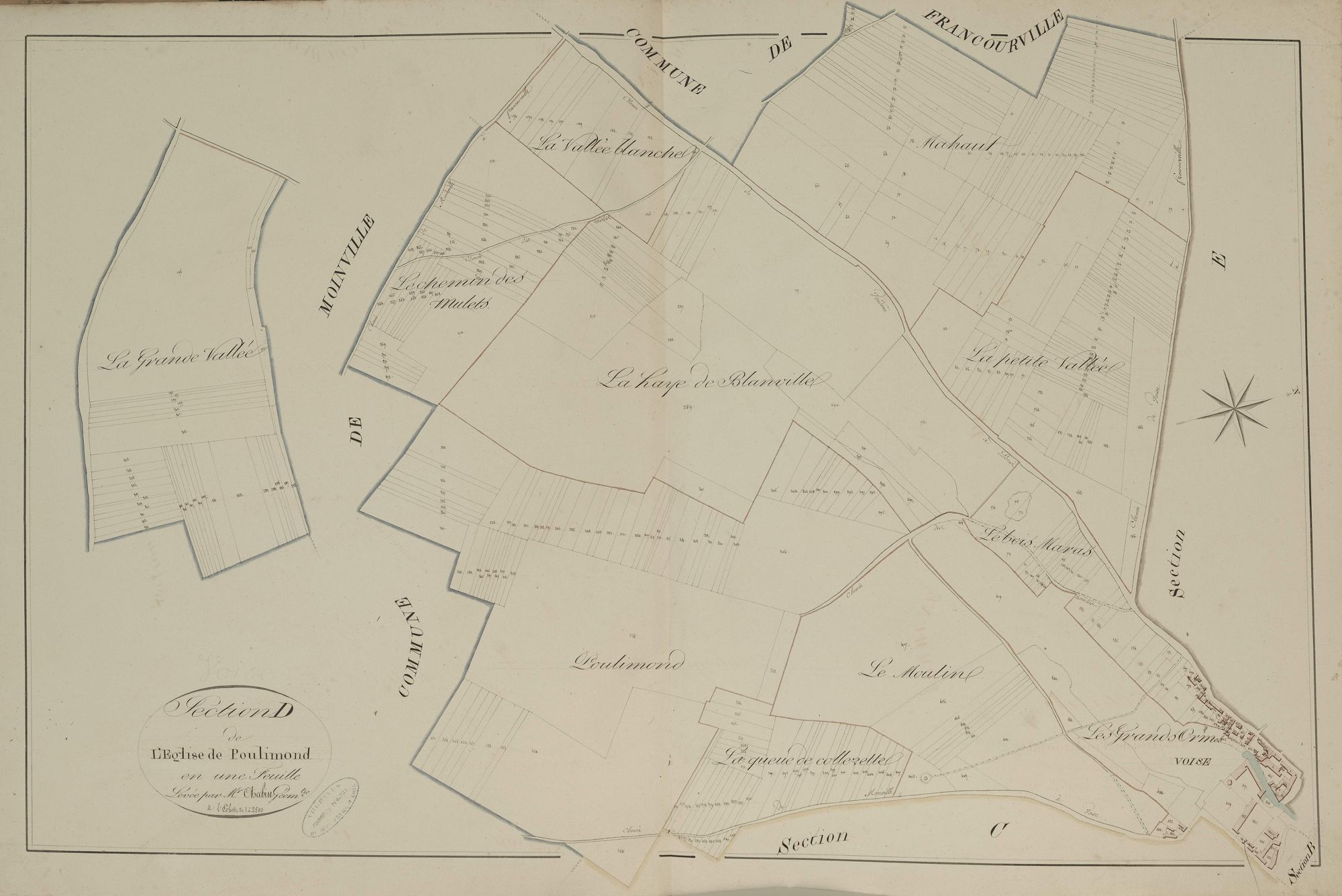 Section D, l'Eglise de Poulimond, en une feuille.
