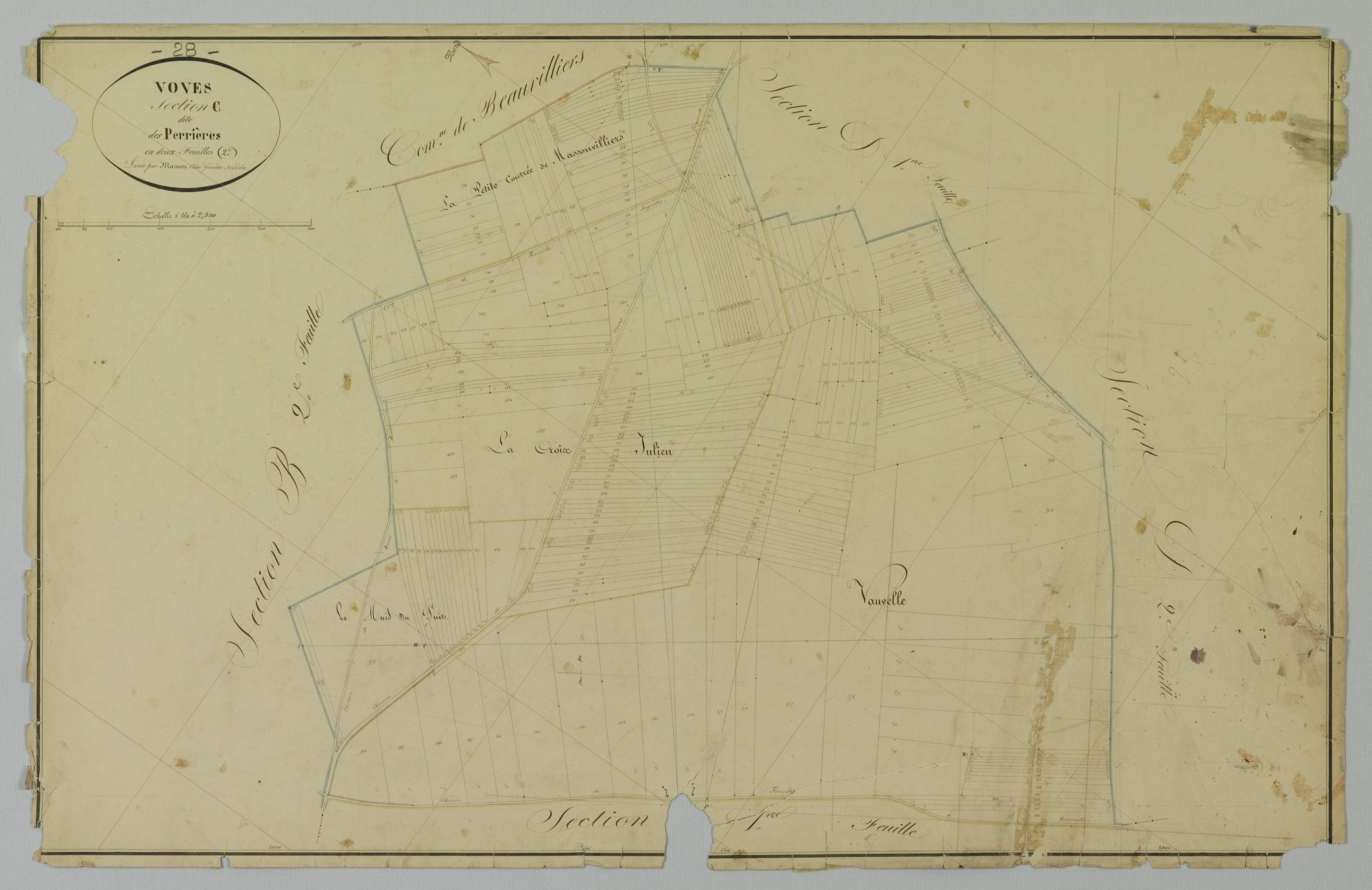Section C, les Perrières, feuille 2 / Terminée sur le terrain par Monsieur Masson, Géomètre secondaire.