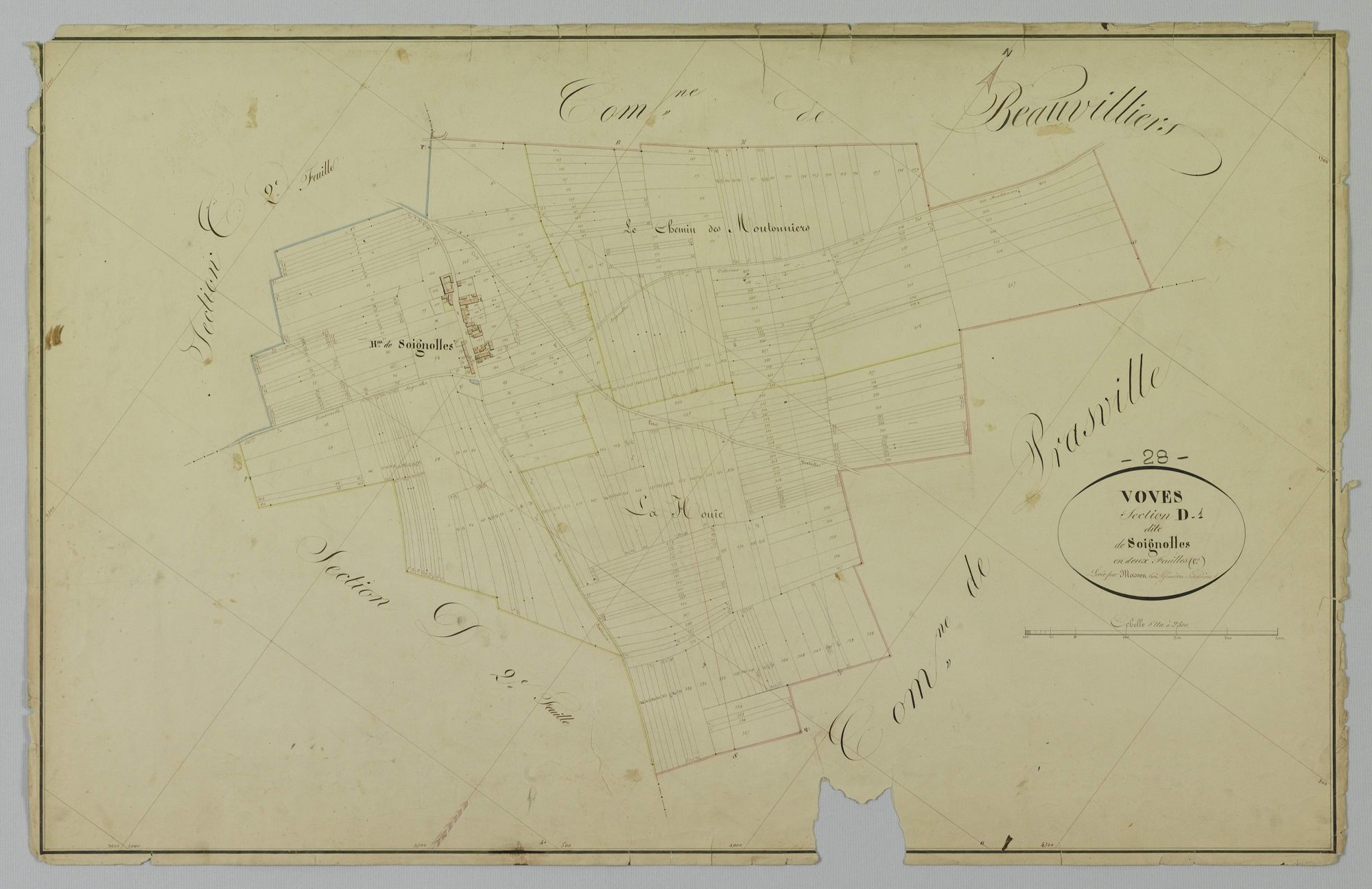 Section D, Soignolles, feuille 1 / Terminée sur le terrain par Monsieur Masson, Géomètre secondaire.