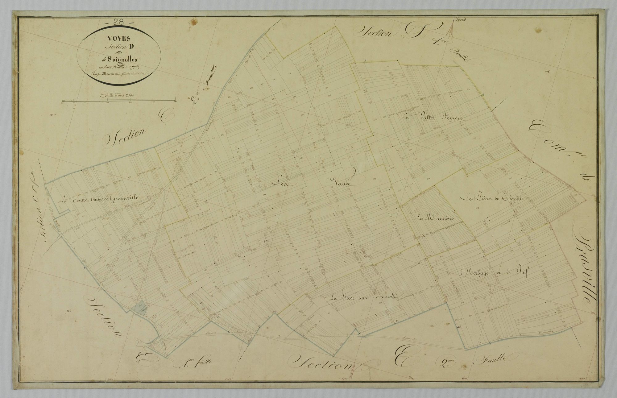 Section D, Soignolles, feuille 2 / Terminée sur le terrain par Monsieur Masson, Géomètre secondaire.