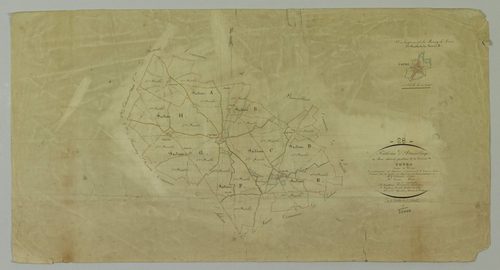 Tableau d'assemblage du plan cadastral parcellaire de la commune de Voves, Canton de Voves, Arrondissement de Chartres / Terminé sur le terrain en 1835 (...) par Monsieur Chauveau, Géomètre de 1ère classe.