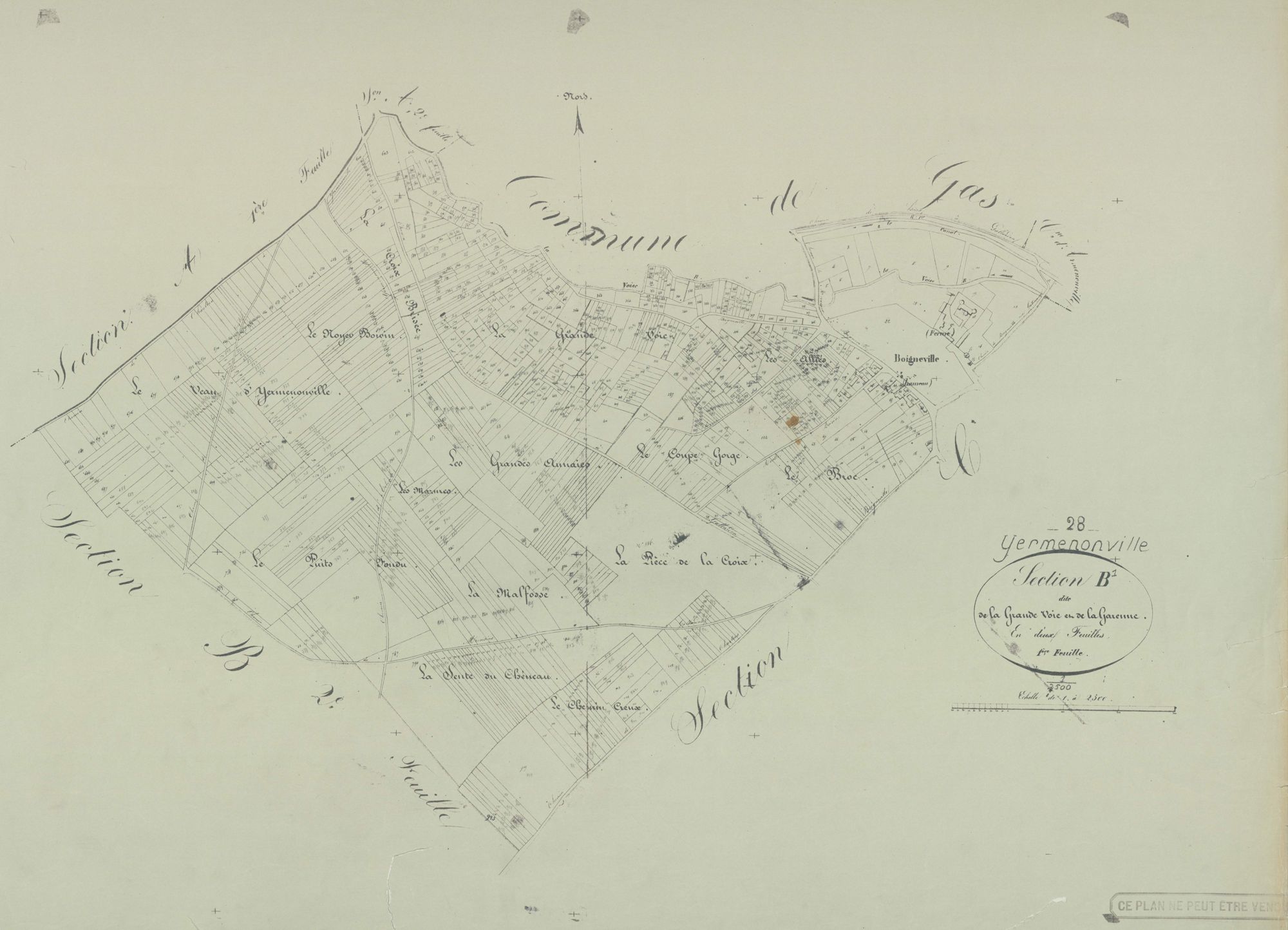 Section B, la Grande Voie et la Garenne, feuille 1.
