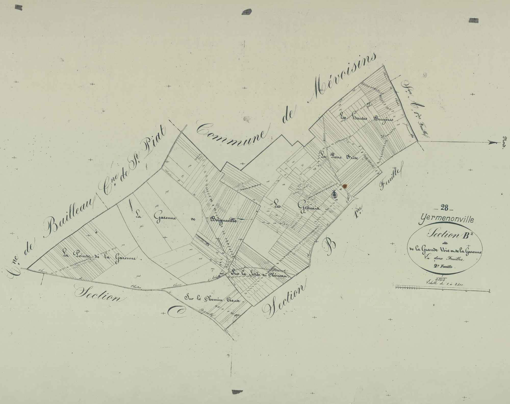 Section B, la Grande Voie et la Garenne, feuille 2.