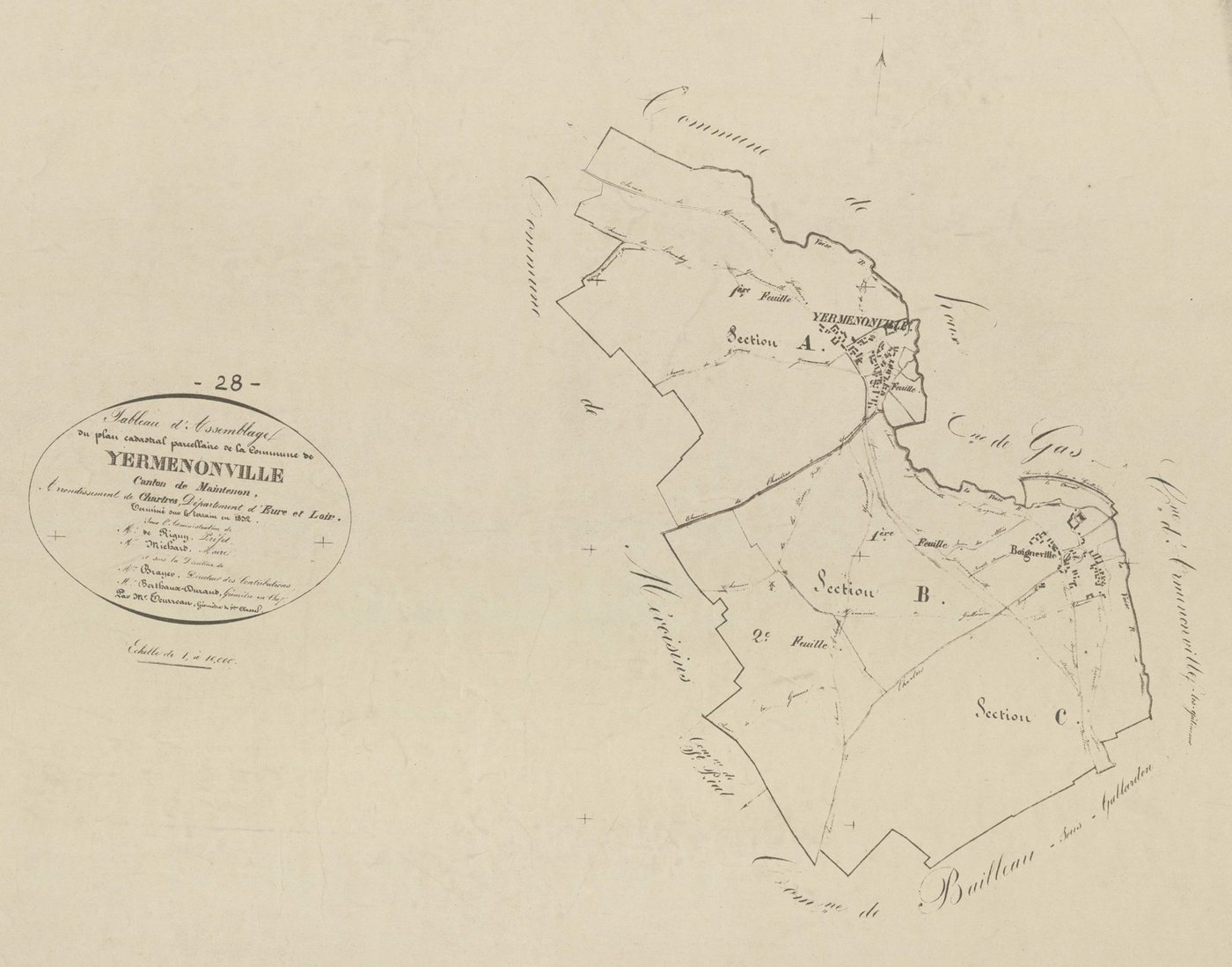 Tableau d'assemblage du plan parcellaire.