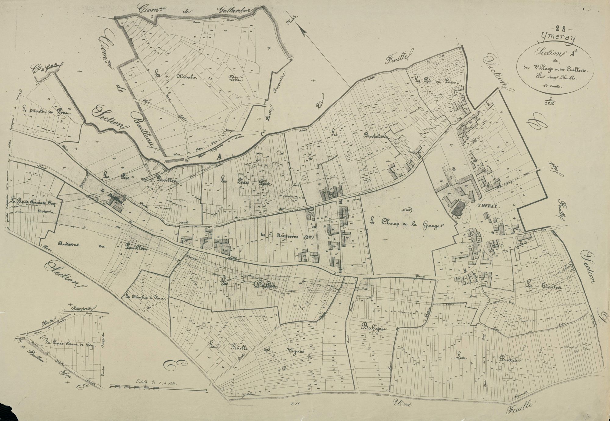 Section A, le Village et les Cuillerts, feuille 1.