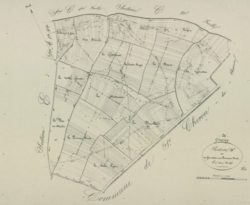 Section D, les Grouettes et le Pommier Rond, en une feuille.