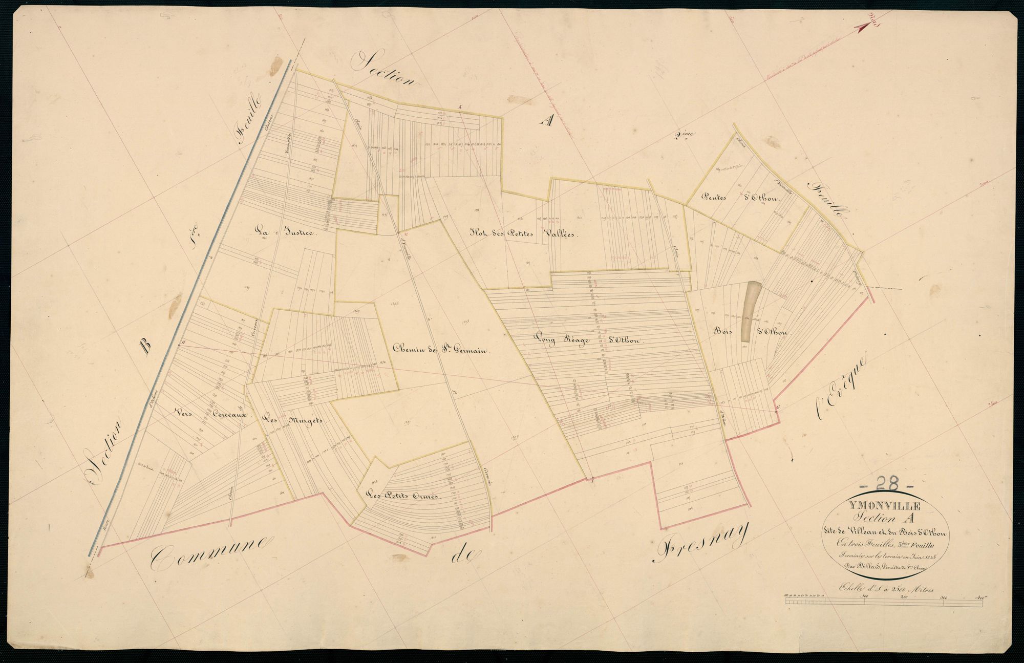 Section A, Villeau et le Bois d'Othon, feuille 3.